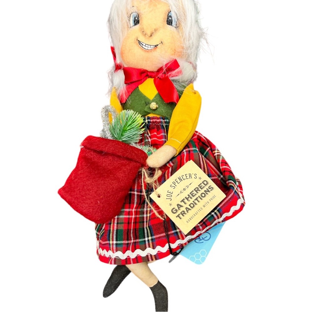 Primitive Folk Art Tannenbaum Girl Twin Joe Spencer Holiday Doll 16” NWT